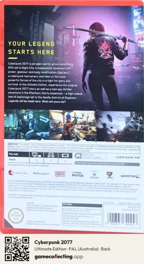 Cyberpunk 2077 Nintendo Switch 2, Australia box back