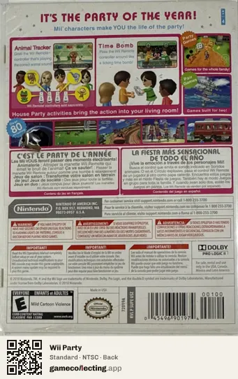 Wii Party Nintendo Wii, NTSC box back