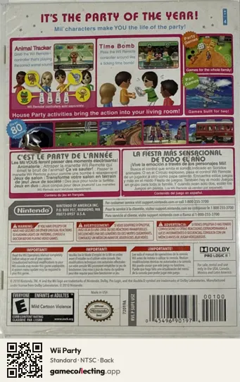 Wii Party Nintendo Wii, NTSC box back