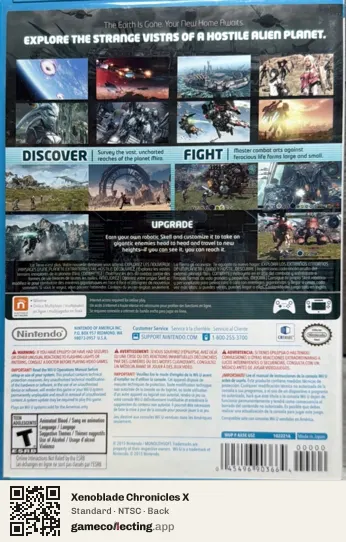 Xenoblade Chronicles X Nintendo Wii U, NTSC box back