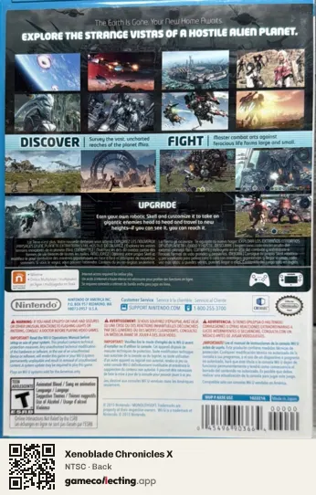 Xenoblade Chronicles X Nintendo Wii U, NTSC box back