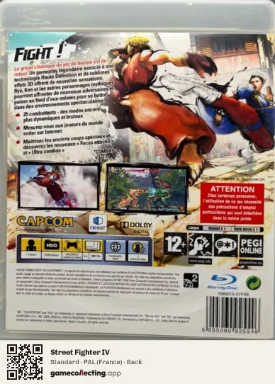 Street Fighter IV PlayStation 3, France box back