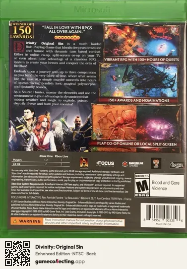 Divinity: Original Sin Xbox One, NTSC box back