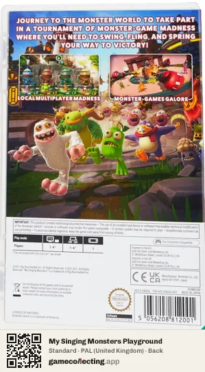 My Singing Monsters Playground Nintendo Switch, United Kingdom box back