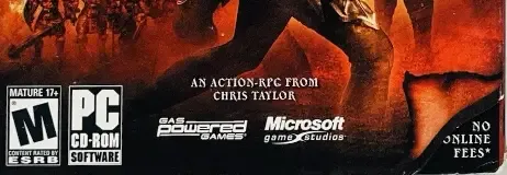 Dungeon Siege II, the ESRB box on its front