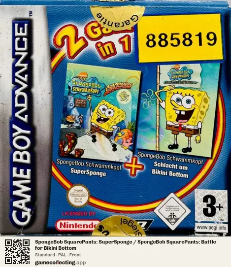 SpongeBob SquarePants: SuperSponge / SpongeBob SquarePants: Battle for Bikini Bottom Game Boy Advance, PAL box front