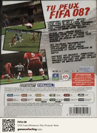 FIFA 08 Computer, France box back