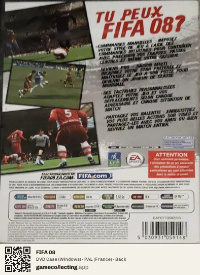 FIFA 08 Computer, France box back