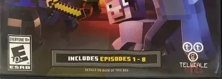 Minecraft: Story Mode: The Complete Adventure, the ESRB box on its front