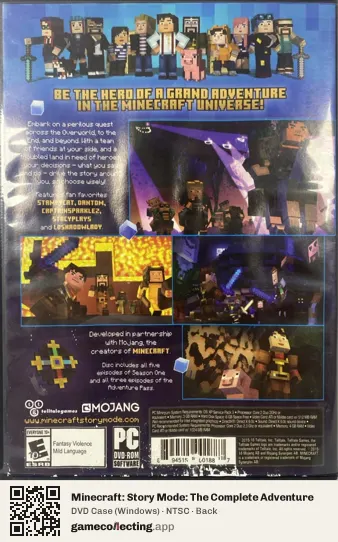 Minecraft: Story Mode: The Complete Adventure Computer, NTSC box back