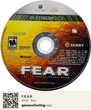 F.E.A.R. Xbox 360, NTSC disc