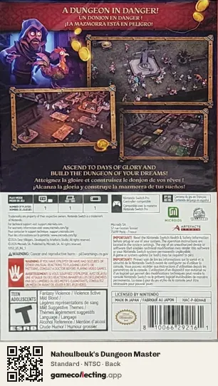 Naheulbeuk's Dungeon Master Nintendo Switch, NTSC box back