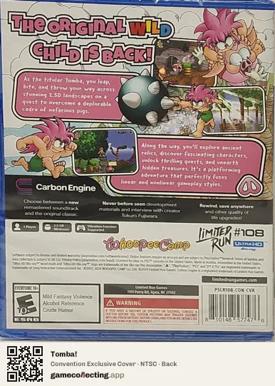 Tomba! PlayStation 5, NTSC box back