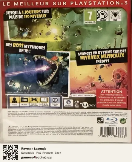 Rayman Legends PlayStation 3, France box back