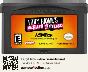 Tony Hawk's American Sk8land Game Boy Advance, NTSC cartridge label