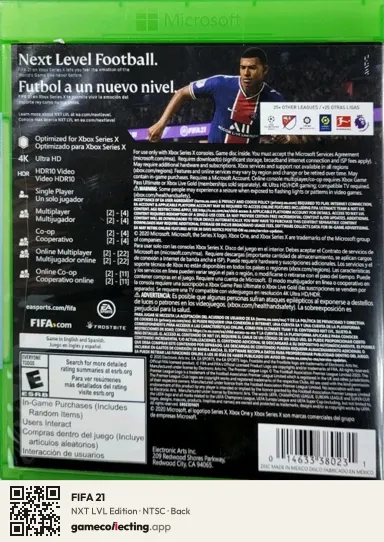 FIFA 21 Xbox Series X, NTSC box back