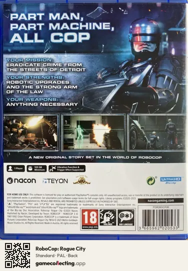 RoboCop: Rogue City PlayStation 5, PAL box back