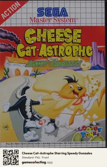 Cheese Cat-Astrophe Starring Speedy Gonzales Sega Master System, PAL box front