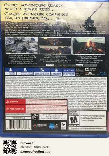 Outward PlayStation 4, NTSC box back