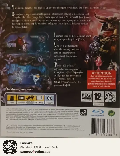 Folklore PlayStation 3, France box back