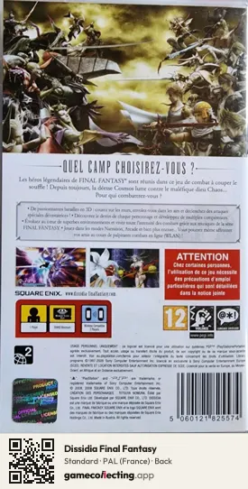 Dissidia Final Fantasy PlayStation Portable, France box back