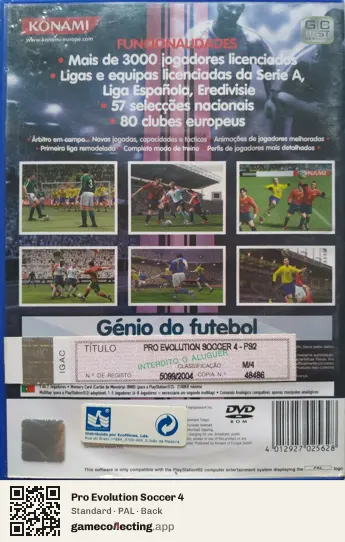 Pro Evolution Soccer 4 PlayStation 2, PAL box back