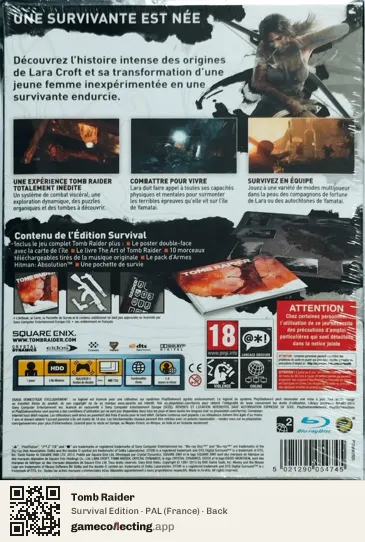 Tomb Raider PlayStation 3, France box back