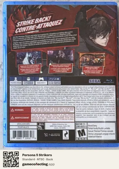 Persona 5 Strikers PlayStation 4, NTSC box back