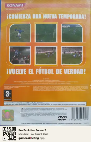 Pro Evolution Soccer 3 PlayStation 2, Spain box back