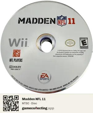 Madden NFL 11 Nintendo Wii, NTSC disc