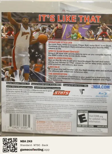 NBA 2K8 PlayStation 3, NTSC box back