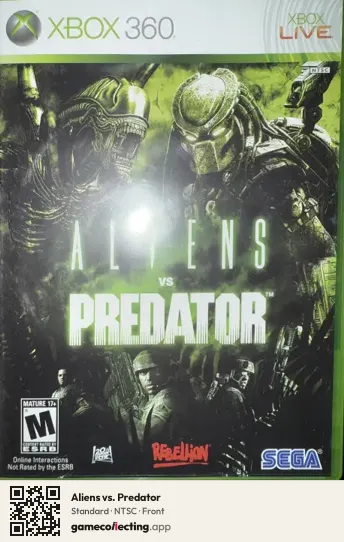 Aliens vs. Predator Xbox 360, NTSC box front