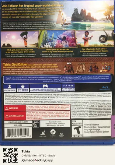 Tchia PlayStation 4, NTSC box back