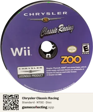 Chrysler Classic Racing Nintendo Wii, NTSC disc