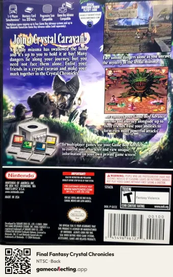 Final Fantasy Crystal Chronicles Nintendo GameCube, NTSC box back