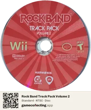 Rock Band Track Pack Volume 2 Nintendo Wii, NTSC disc