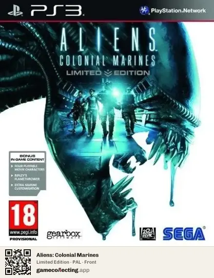 Aliens: Colonial Marines PlayStation 3, PAL box front