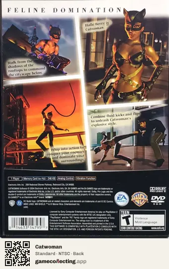 Catwoman PlayStation 2, NTSC box back