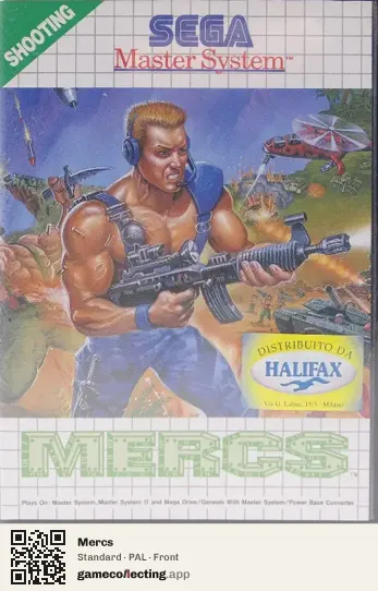 Mercs Sega Master System, PAL box front