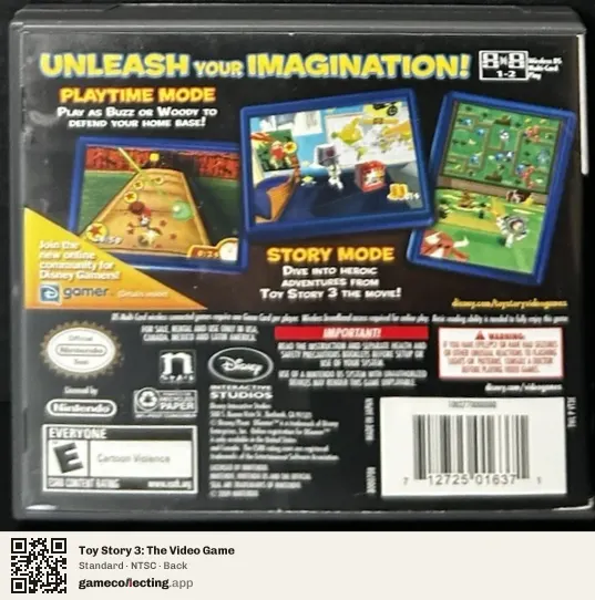 Toy Story 3: The Video Game Nintendo DS, NTSC box back