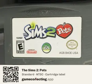 The Sims 2: Pets Game Boy Advance, NTSC cartridge label
