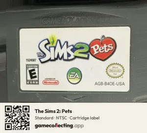 The Sims 2: Pets Game Boy Advance, NTSC cartridge label