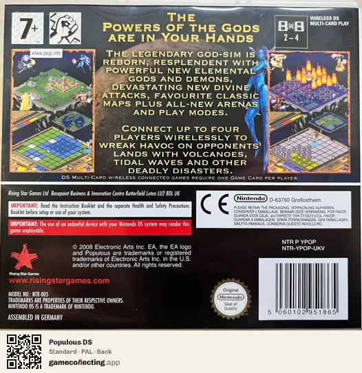 Populous DS Nintendo DS, PAL box back