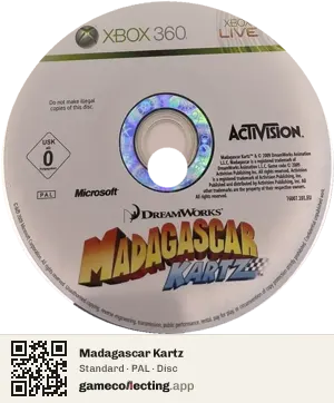 Madagascar Kartz Xbox 360, PAL disc