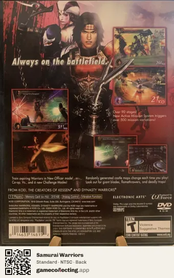 Samurai Warriors PlayStation 2, NTSC box back