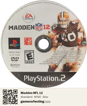 Madden NFL 12 PlayStation 2, NTSC disc