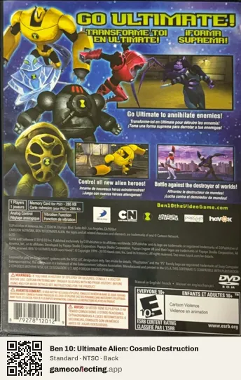 Ben 10: Ultimate Alien: Cosmic Destruction PlayStation 2, NTSC box back