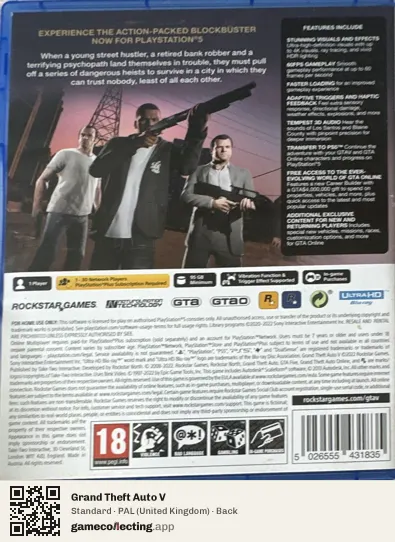 Grand Theft Auto V PlayStation 5, United Kingdom box back
