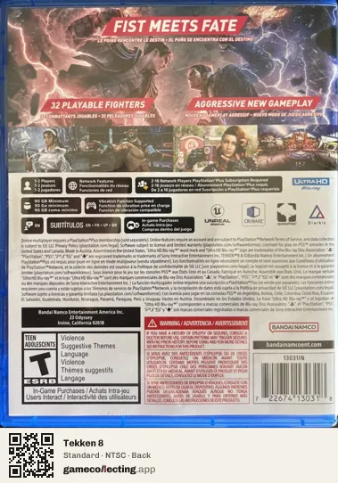 Tekken 8 PlayStation 5, NTSC box back