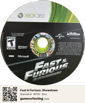 Fast & Furious: Showdown Xbox 360, NTSC disc